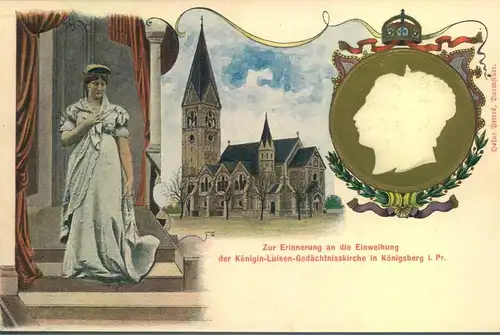 1900, Privatganzsachenkarte 5 Pfg. "Reichspost" önigin Luise Kriche, Königsberg