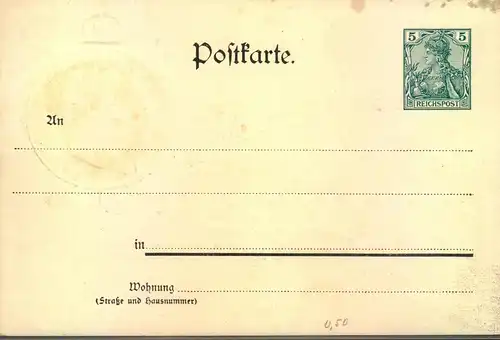 1900, Privatganzsachenkarte 5 Pfg. "Reichspost" önigin Luise Kriche, Königsberg