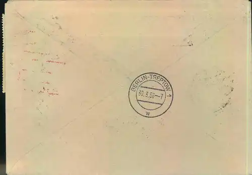 1956, stationery cover with additional franking registered from AIZKALNE to Berlin-Treptow