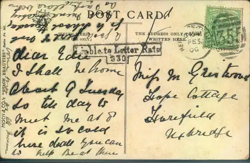 1906, Postcard with 1/2 KEV with Duplex cancellation and taxmark "reiliable to letter rate"