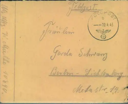 1943, AFRIKAFELDZUG, Brief von Feldpostnummer 10840