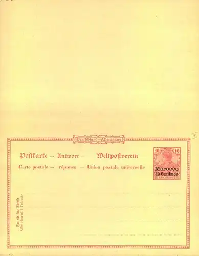 1902, Probedruck für 10 Pfg. Germania "Deutsches Reich" Doppelkarte, signiert "Dr. Lantelme"