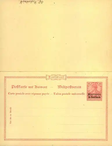 1902, Probedruck für 10 Pfg. Germania "Deutsches Reich" Doppelkarte, signiert "Dr. Lantelme"