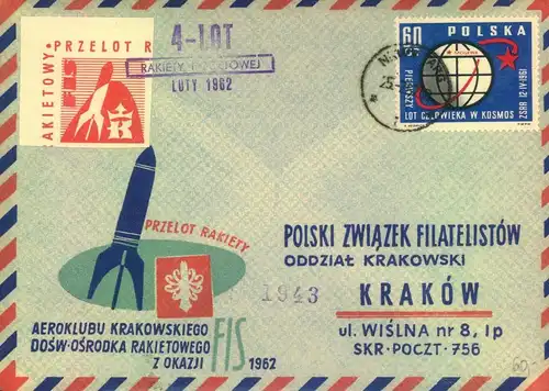 1962,1965, two polnish "Rocket Mail" covers, please view.