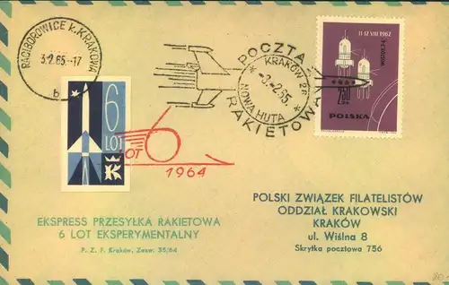 1962,1965, two polnish "Rocket Mail" covers, please view.