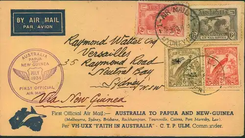 1934, firdt flight "AUSTRALIA TO PAPUA AND NEW GUINEA" Sydney to Port Moresby and back