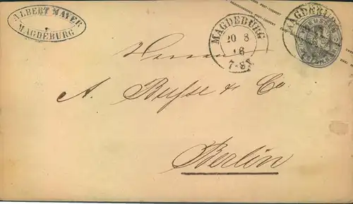 1866, 2 Sgr. Wappen-Umschlag ab MAGDEBURG, sehr sauber
