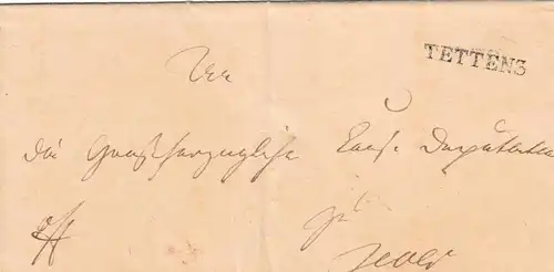 1833 (ca.), Faltbriefhülle mit besseren L1 "TETTENS" nach Jever