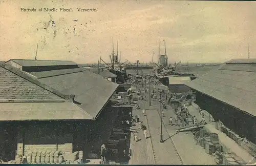 1914, ppc VERACRUZ, "Entrada al Muelle Fiscal" sent to Altona