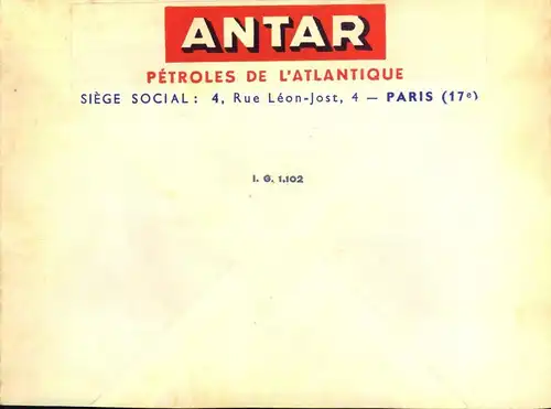 1951,advertising cover "ANTAR - PÉTROLES DE L 'ATLANDIQUE"