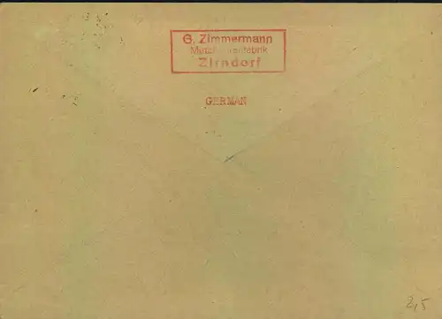 1946 6 Pfg. Ziffer im Paar als "Frühverwendung" auf Fensterumschlag ab "ZIRNDORF 20:2:46"