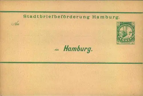 2 Pfennig Streifband "Stadtbriefbeförderung Hamburg" ungebraucht