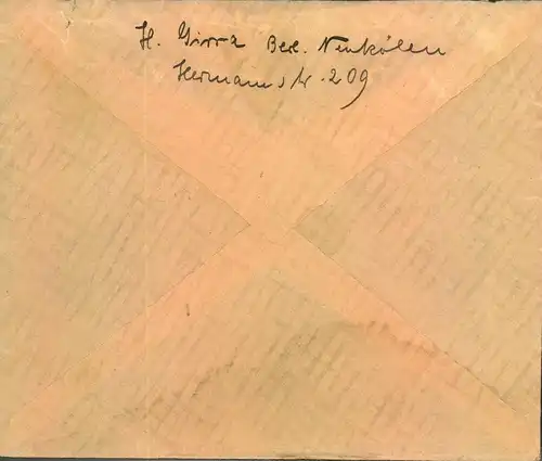 1936, Luftpostbrief mit 2-mal 20 Pfg. Hindenburg ab BERLIN nach Schweden (Brief 25 + LuPo 15)