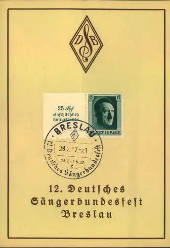 1937, Sonderblatt "12. Deutsches Sängerbundesfest Breslau"