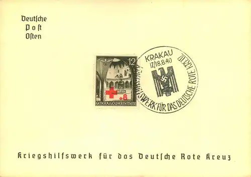 1940, Kriegshilfswerk f. d. Deutsch Rote Kreuz, Sonderstempel Krakau, Warschau, Radom,, Lublin, Generalgouvernement