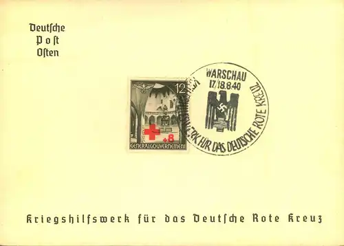 1940, Kriegshilfswerk f. d. Deutsch Rote Kreuz, Sonderstempel Krakau, Warschau, Radom,, Lublin, Generalgouvernement