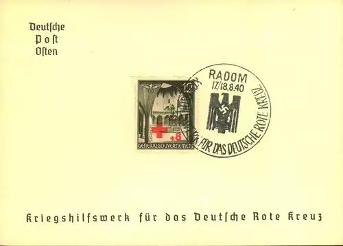 1940, Kriegshilfswerk f. d. Deutsch Rote Kreuz, Sonderstempel Krakau, Warschau, Radom,, Lublin, Generalgouvernement