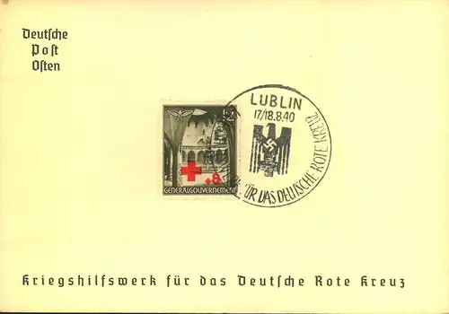 1940, Kriegshilfswerk f. d. Deutsch Rote Kreuz, Sonderstempel Krakau, Warschau, Radom,, Lublin, Generalgouvernement