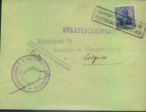 LUXEMBURG, Etappe West Staatsdienstsache mit Stempel der Postprüfungsstelle