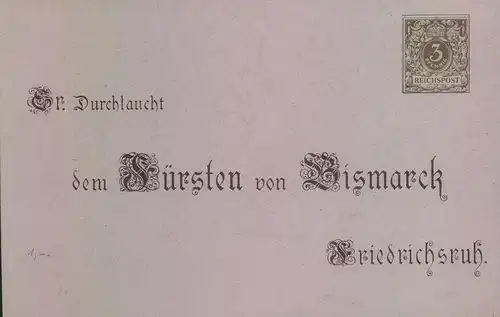 1885, Privatganzsachenkarte zum 80. Geburtstag Bismarcks