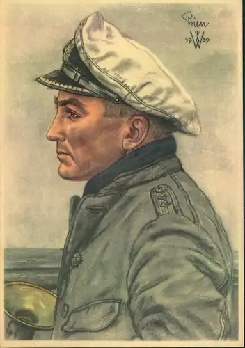 1939, VDA-Karte von W. Willrich "Kapitänleutnant Günther Prien der Held von Scapa Flow"