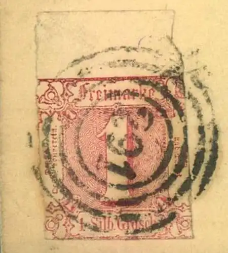 1863, Briefhülle von GERA mit 1 Sgr. mit 9 mm Oberrand.