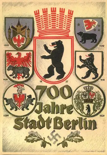 1937, Sonderkarte "700 Jare Berlin" mit Sonderstempel