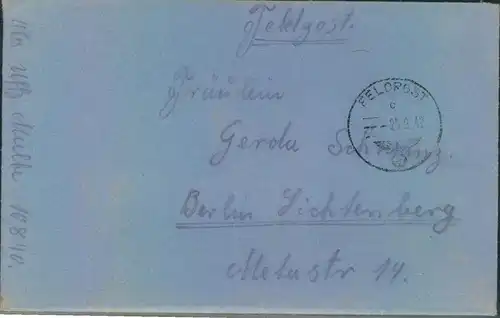 1942, Feldpostbrief von FP-Nr. 10840 (Afrikakorps) nach Berlin-Lichtenberg. Viel Inhalt