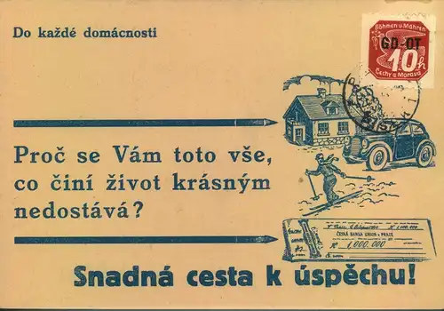 1940, Werbekarte mit 10 Pfg. für Massendrucksachen