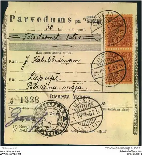 1932: Postanweisung, money order LIPAJA - LIEPUPE