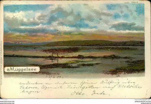 FRIEDRICHSHAGEN, auf dekorativer Postkarte vom Müggelsee 1901