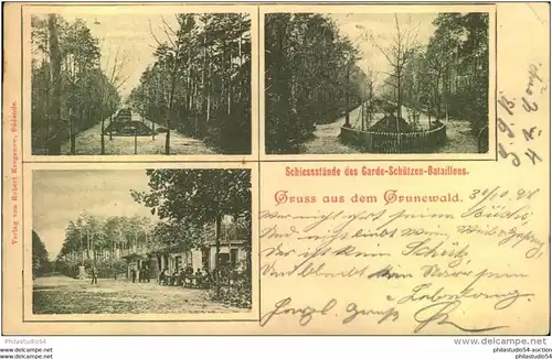 BERLIN-GRUNEWALD, Gruss aus ..., Schiesstände des Garde-Schützen-Bataillon, gelaufen 1898
