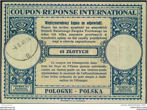 1949, internationaler Antwortschein, Coupon Reponse International