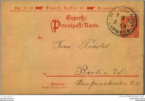 1916, BERLINER PRIVATPOST SPEDITION A.G, 10 Pfg. Expresskarte, spät bedarfsgebaucht.