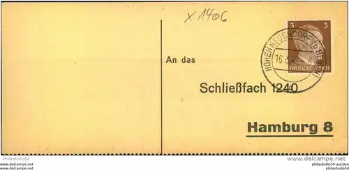 1942; HOHEN NEUENDORF (b. BERLIN); BRANDENBURG  Liebesgaben-Paket Empfangsbestätigung,