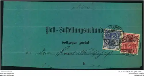 1900, BRANDENBURG, FRANKFURT (ODER), Post-Zustellungsurkunde, Germania