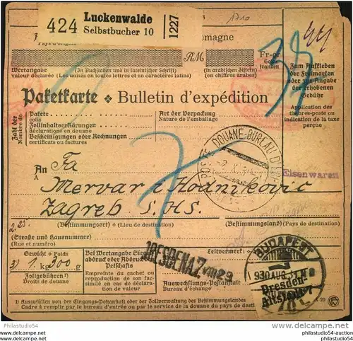 1930, BRANDENBURG, LUCKENWALDE, Selbstbucher Paketkarte