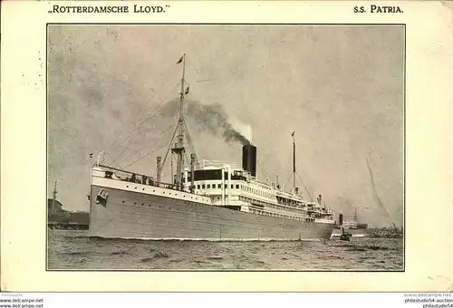 1939, Postkarte ""S.S. PATRIA"" mit Schiffspoststempel POSTAGENT ROTTERDAM-BATAVIA, geschrieben in PORT SAID