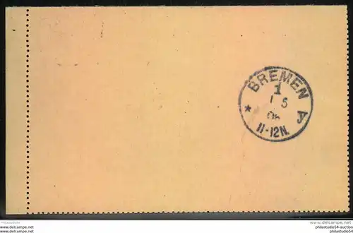 1908, 15 Cent. Kartenbrief mit Aufdruck ""TAXE REDUITE �? O f 10"" mit Zusatzfrankatur nach Deutschland.