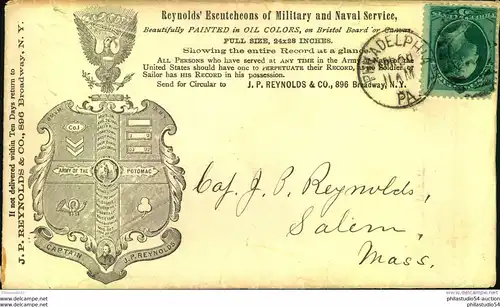 1877, beautiful advertisement envelope with 3 Cent from PHILADELPHIA. Stamp light corner crease.