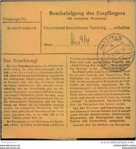 1953, Paketkartenstammteil, Köpfe,POTSDAM 4 - BRANDENBURG (Michel 110,-)