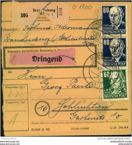 1953, Paketkartenstammteil, Köpfe, Brandenburg (Havel)