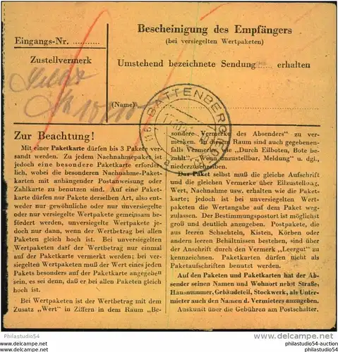 1951, Paketkarte mit waagerechtem Paar 60 Pfg. Köpfe I ab RATHENOW - Brandenburg