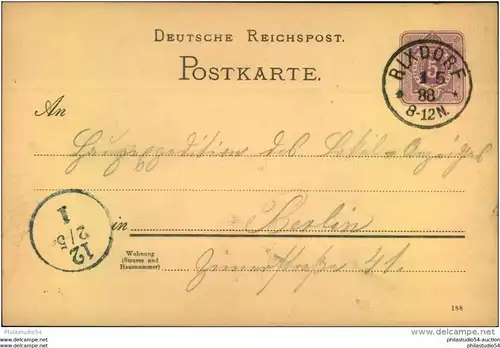 1888, RIXDORF, besserer Berliner Vorortstempel (KBHW V 156)