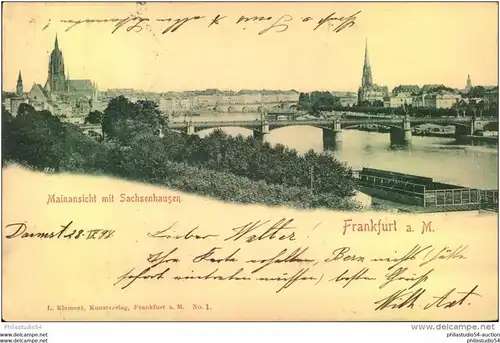 FRANKFURT a. M. , gelaufen 1898, L. Klement, Kunstverlag, No. 1