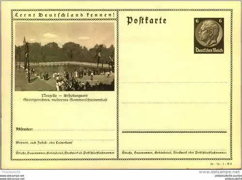 Brandenburg : Bildpostkarte NEUZELLE, Schwimmbad