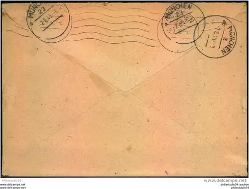 1948, portogerechtes Einschreiben mit Rückschein, Not-R-Stempel LEIPZIG 20, Arbeiter Maschinenaufdruck