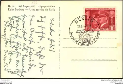 BERLIN  Reichssportfeld, Olympiastadion, gelaufen mit Sonderstempel1942