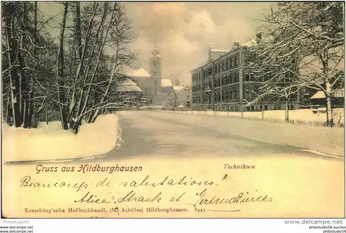 Hildburghausen Gruss aus ..., 1906, Technikum, Kesselring'sche Hofbuchhandl. (M. Achilles)  S443, Winterlandschaft