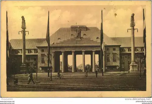 Intern. Baufachausstellung mit Sonderausstellungen Leipzig 1913, Eingang an der Reitzenhainer Straße